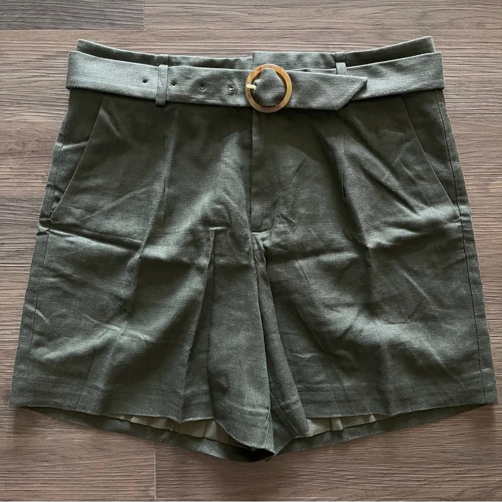 J. Crew Green Tailored Shorts with Fabric Belt NWT Sz 4